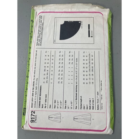 Simplicity 9172 Misses Jiffy Skirt Sewing Pattern Size 16 Two Lengths 1979 CUT - Picture 4 of 7